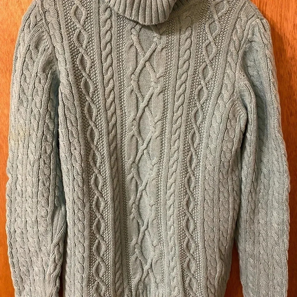 Croft & Barrow Turquoise Comfy Cable Knit Turtleneck Sweater Size Large - Picture 6 of 12